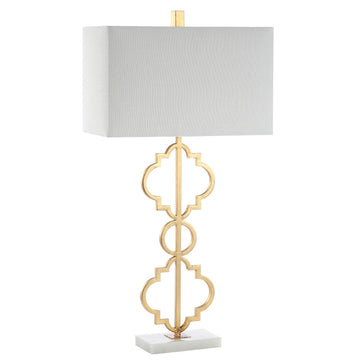 Selina 32" Iron Ogee Trellis Modern LED Table Lamp - JONATHAN Y